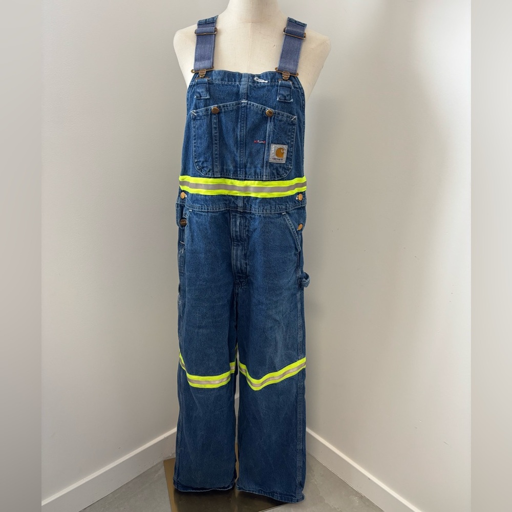 Rare Vintage Carhartt Hi Vis Denim Bibs